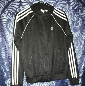 ADIDAS Classic Black w/White StripesZip Up Jacket